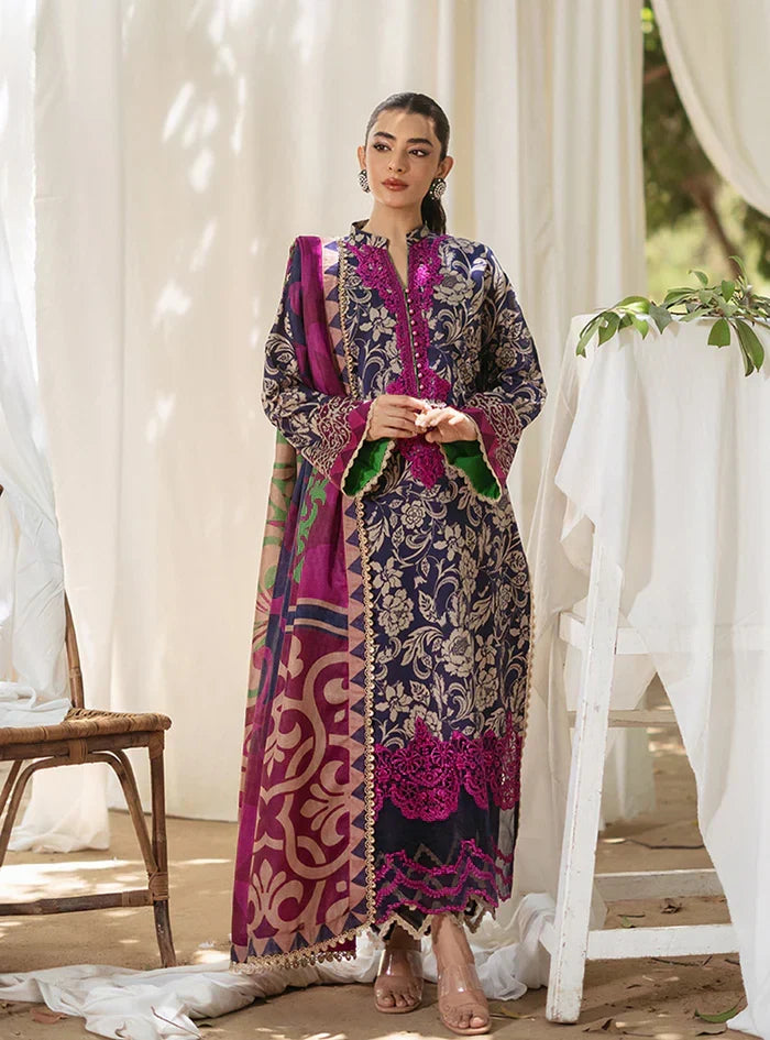 03-Piece Printed Lawn Suit With Embroidery - Ready To Wear