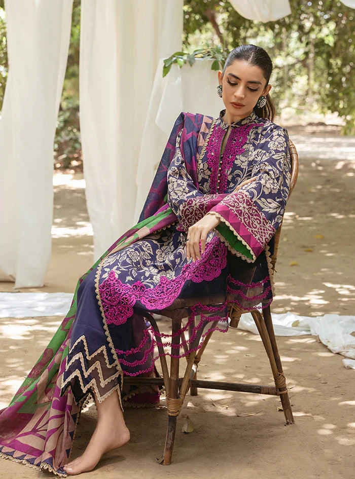 03-Piece Printed Lawn Suit With Embroidery - Ready To Wear