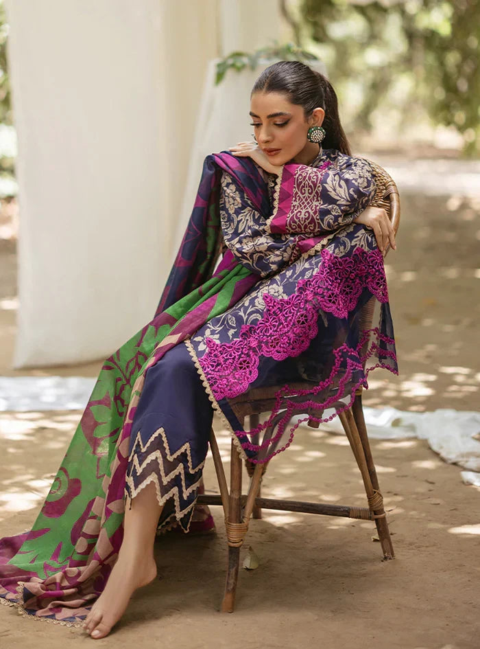 03-Piece Printed Lawn Suit With Embroidery - Ready To Wear