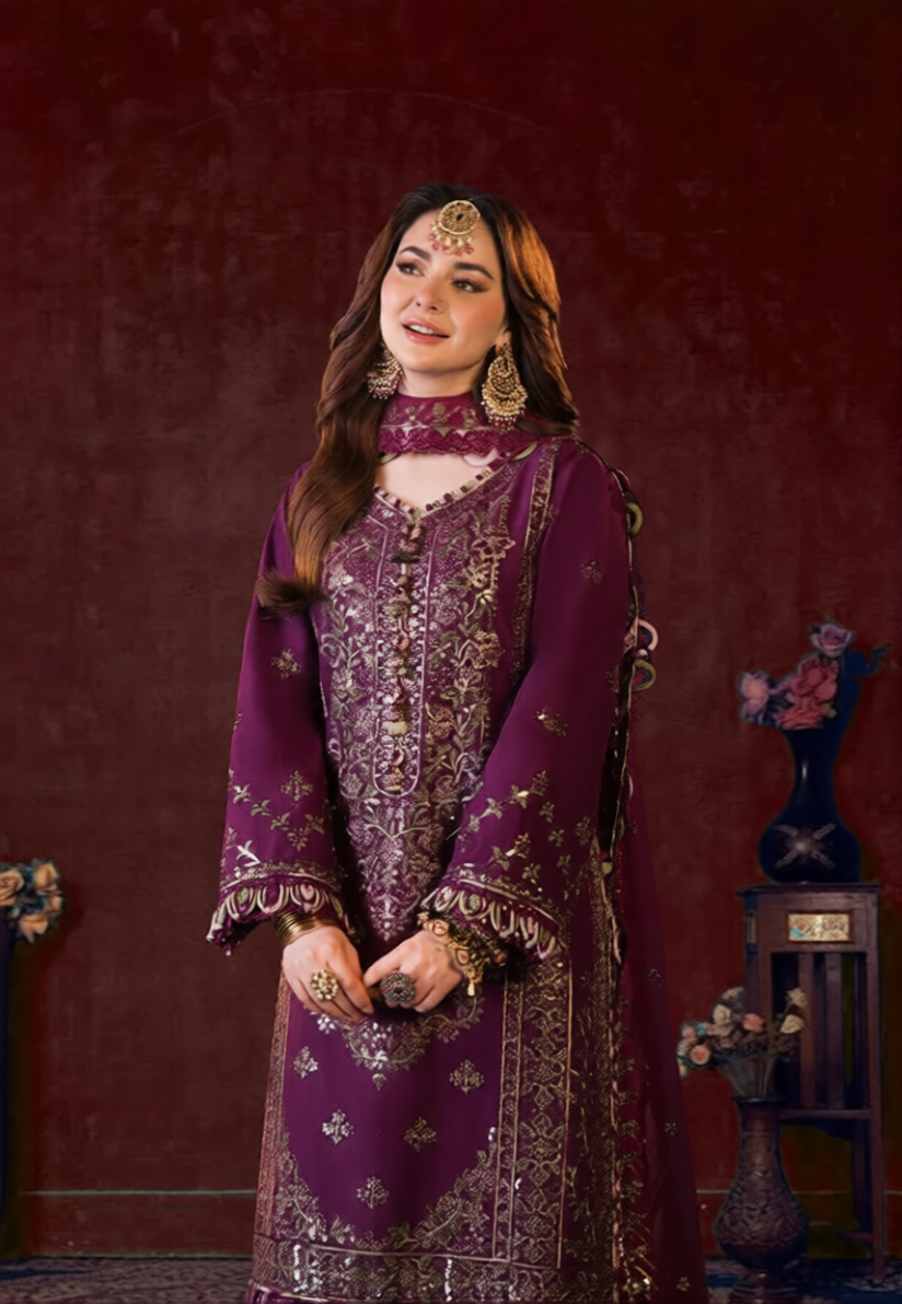 03-Piece Chiffon Suit With Heavy Embroidery - Ready To Wear