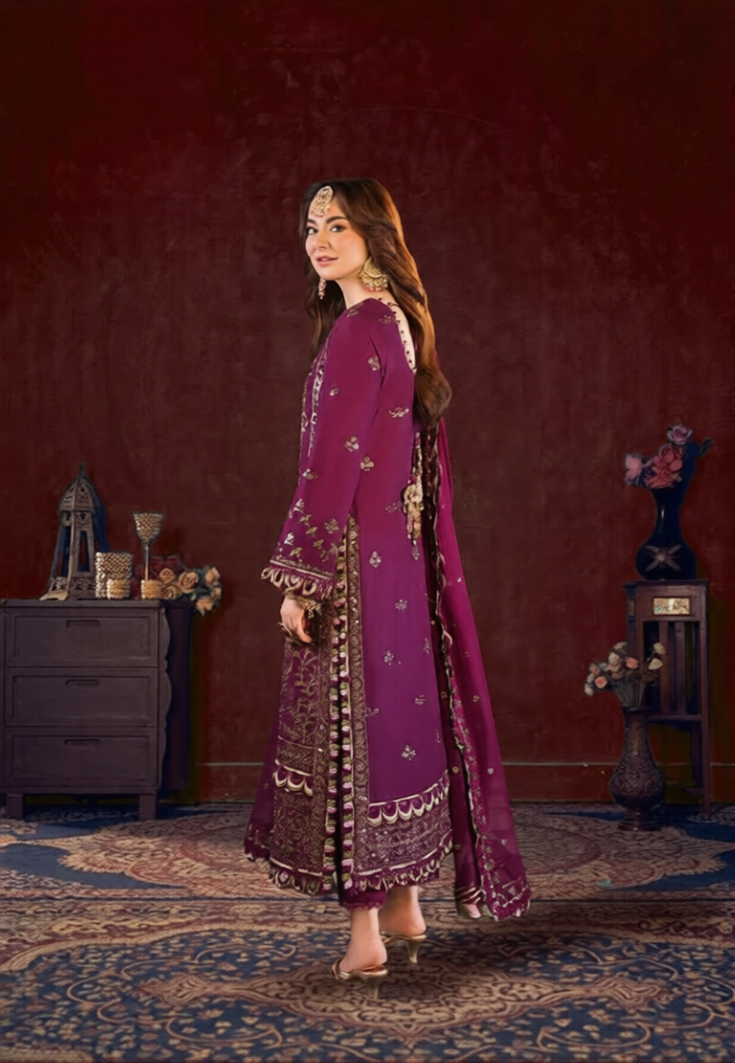 03-Piece Chiffon Suit With Heavy Embroidery - Ready To Wear