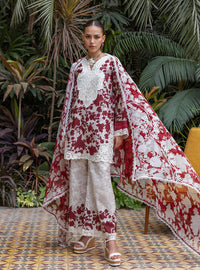 3 Piece Stitched Lawn Suit - Ready To Wear