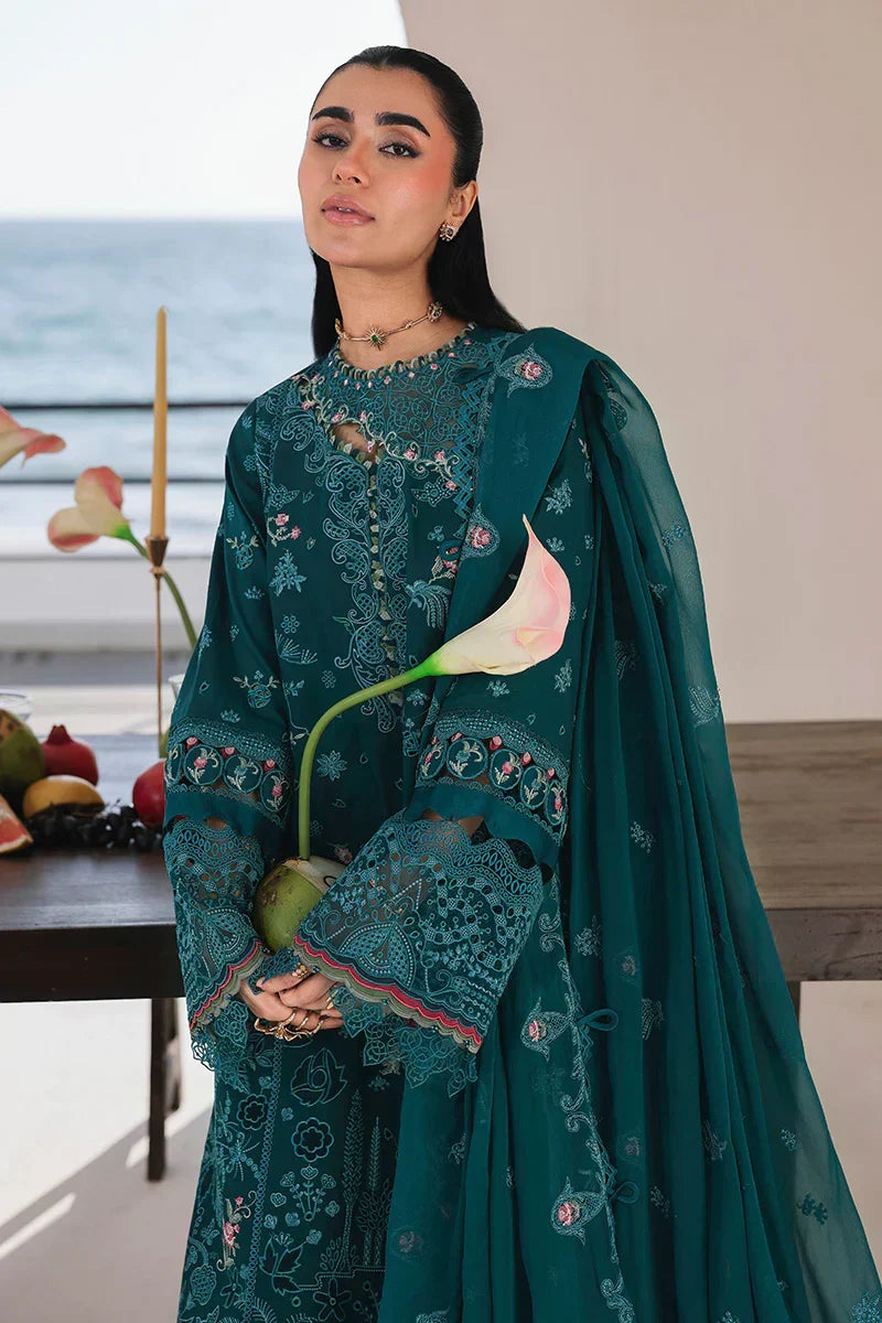 03-Piece Chikankari Suit With Embroidery - Ready To Wear