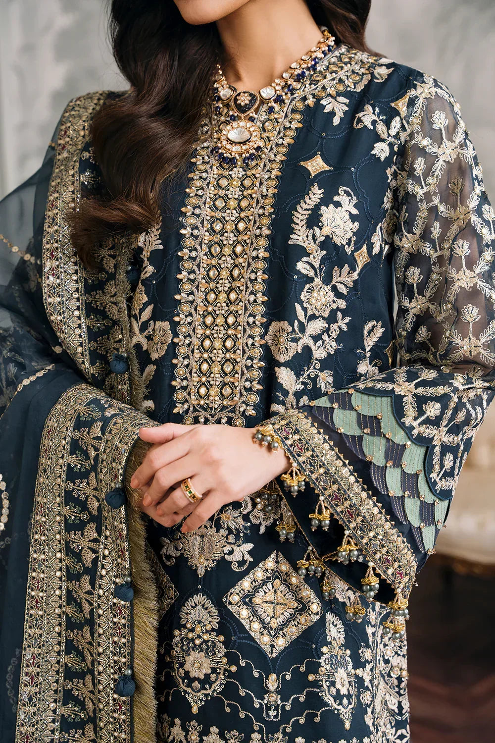 03-Piece Chiffon Suit With Heavy Embroidery - Ready To Wear