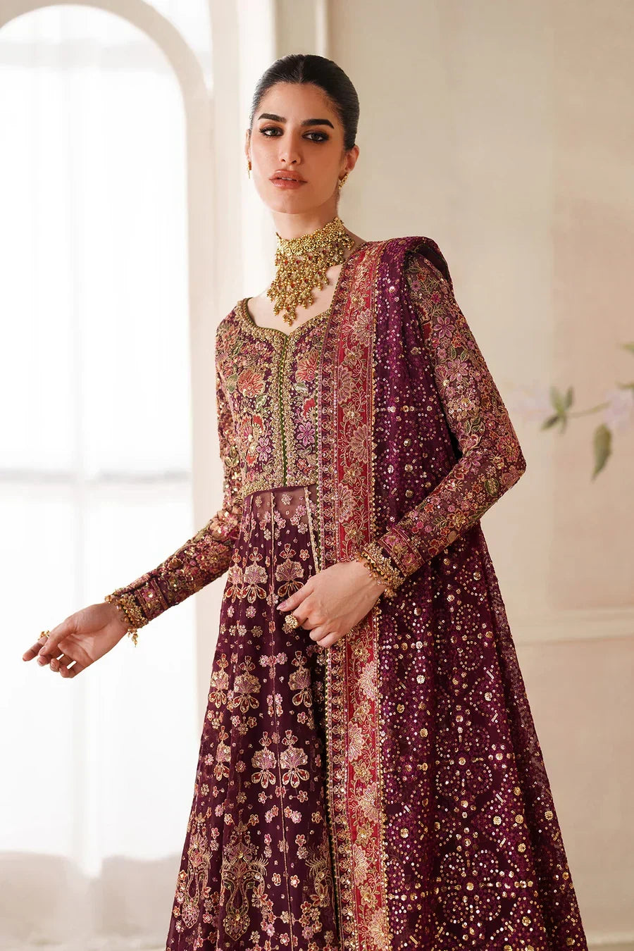 03-Piece Chiffon Suit With Embroidery - Ready To Wear