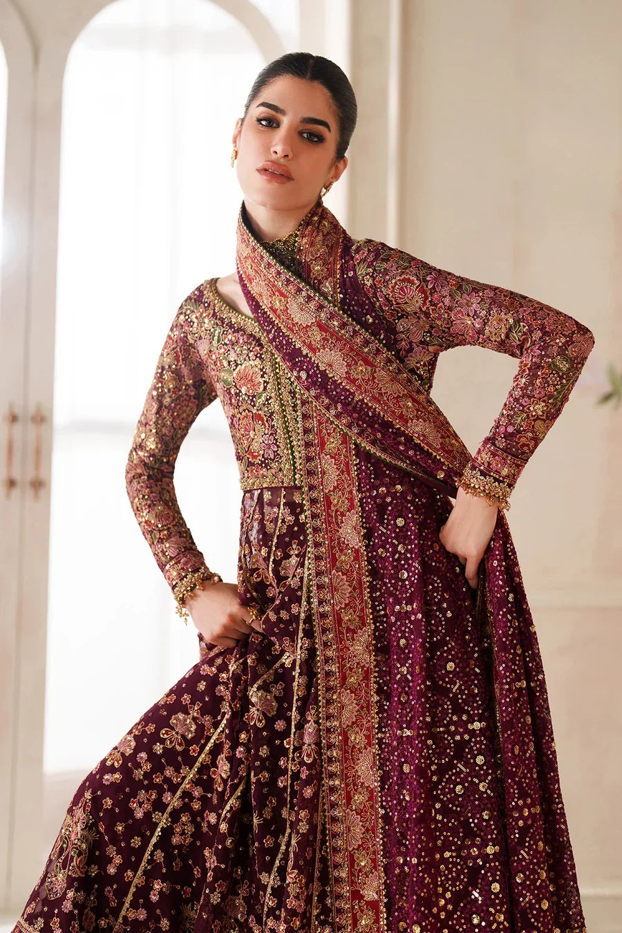 03-Piece Chiffon Suit With Embroidery - Ready To Wear