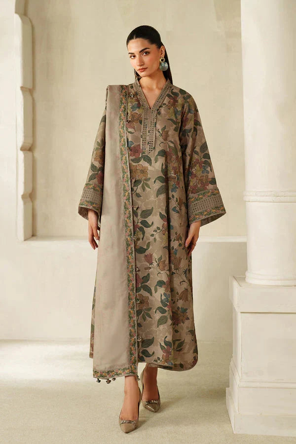 03-Piece Printed Lawn Suit with Embroidery - Ready To Wear