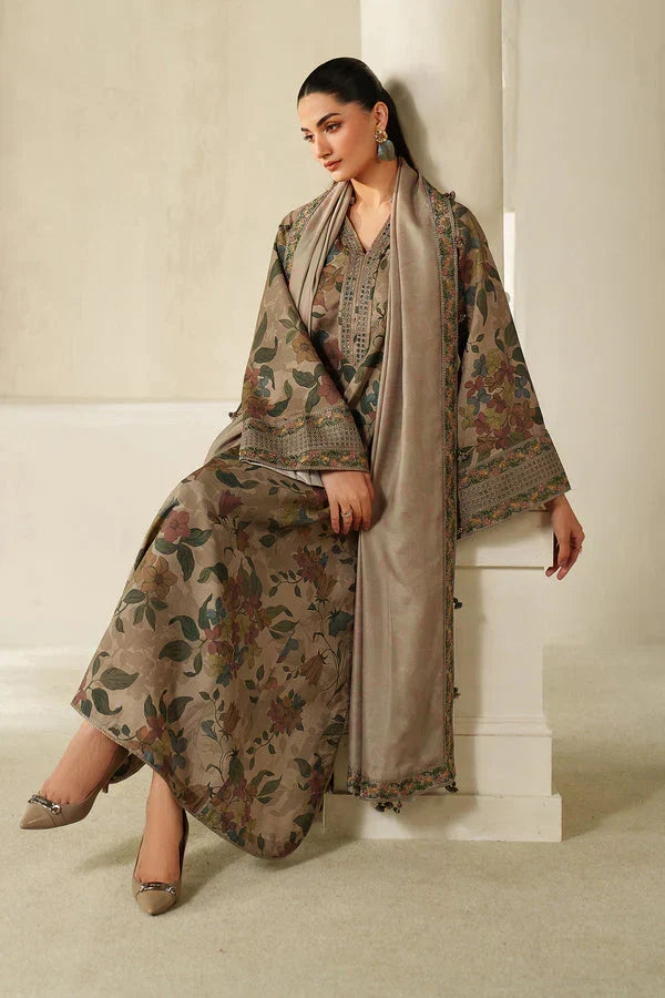 03-Piece Printed Lawn Suit with Embroidery - Ready To Wear