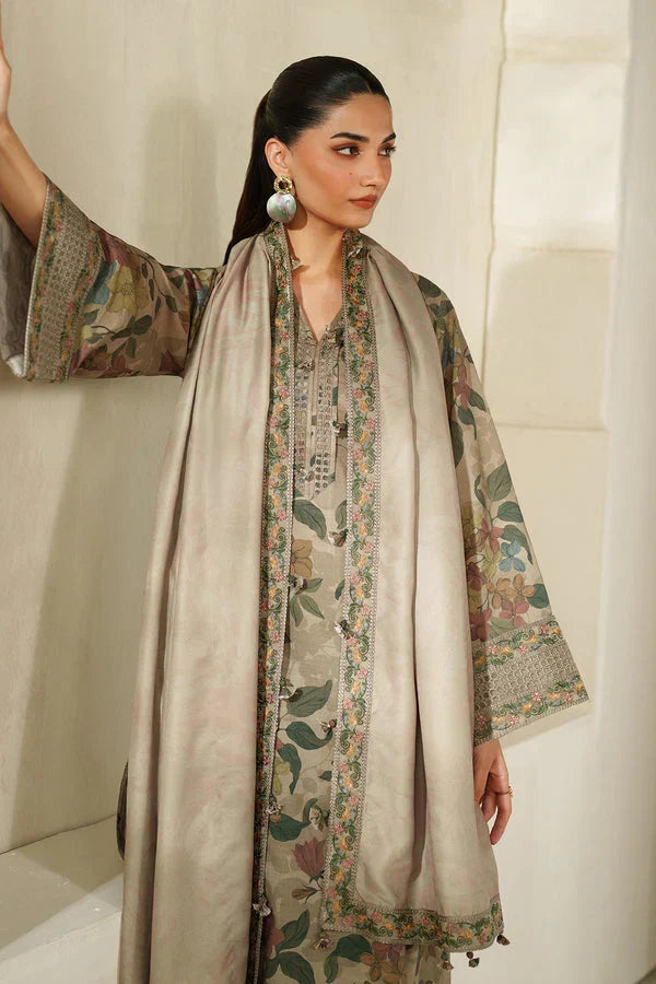 03-Piece Printed Lawn Suit with Embroidery - Ready To Wear