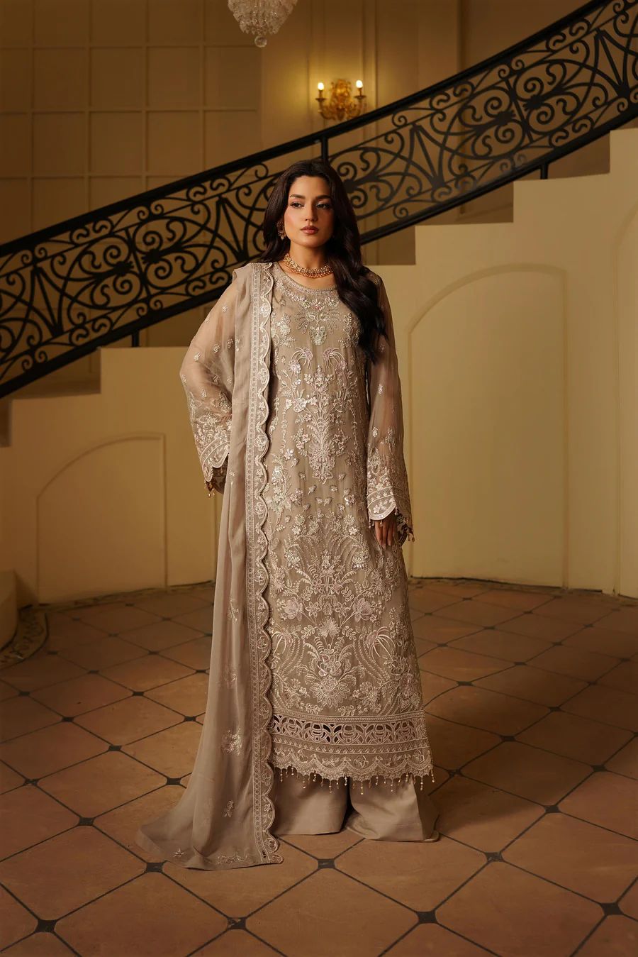 Premium Embroidered Semi-Pure Chiffon Suit with Crape Trouser