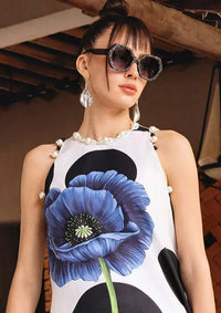 Pearl Blue Floral - Printed Lawn Suit With Chiffon Dupatta | Ready To Wear