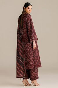 Burgundy Chunri - 3Pc Lawn Suit With Chiffon Dupatta | Ready To Wear