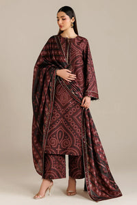 Burgundy Chunri - 3Pc Lawn Suit With Chiffon Dupatta | Ready To Wear
