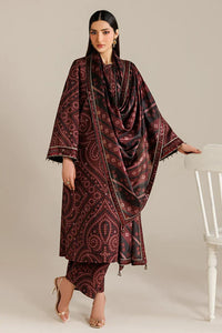 Burgundy Chunri - 3Pc Lawn Suit With Chiffon Dupatta | Ready To Wear