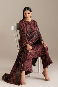 Burgundy Chunri - 3Pc Lawn Suit With Chiffon Dupatta | Ready To Wear