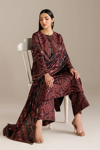 Burgundy Chunri - 3Pc Lawn Suit With Chiffon Dupatta | Ready To Wear