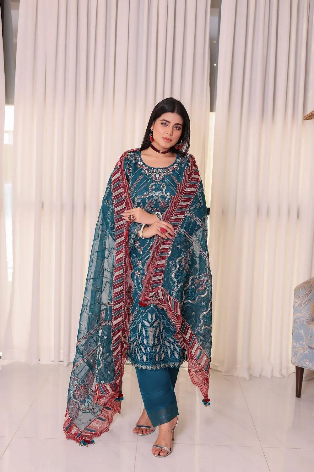 3 Piece Organza Suit-Ready To Wear