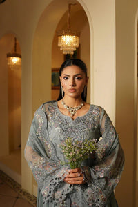 Grey Heavily Embroidered Chiffon Formal 3-Piece Suit Ready To Wear