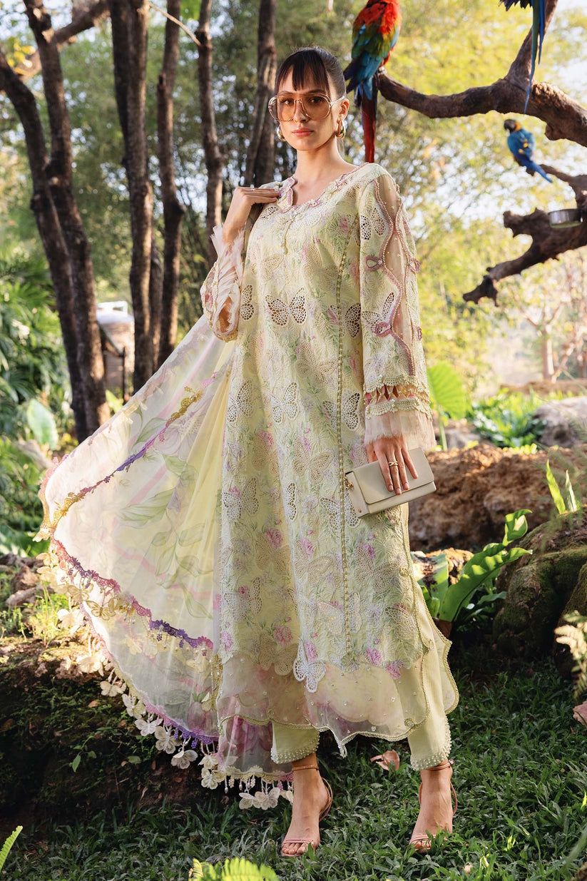 3-piece lawn suit embroidered, printed back and sleeves, and a printed chiffon dupatta Ready To Wear 
