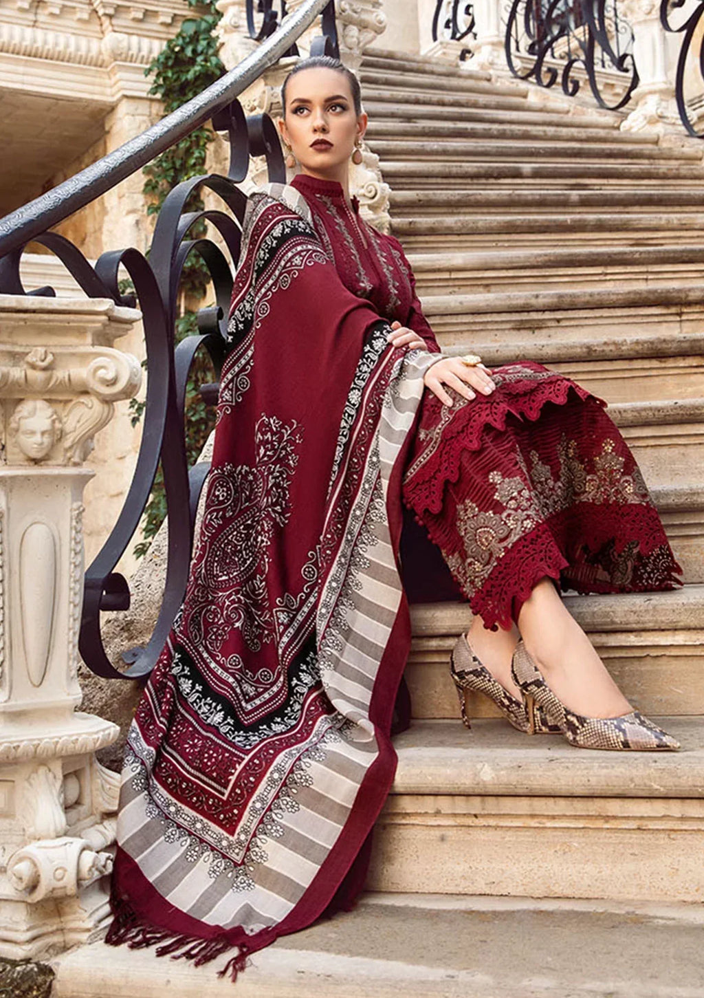 03-Piece Lawn Suit With Schiffli Embroidery - Ready To Wear