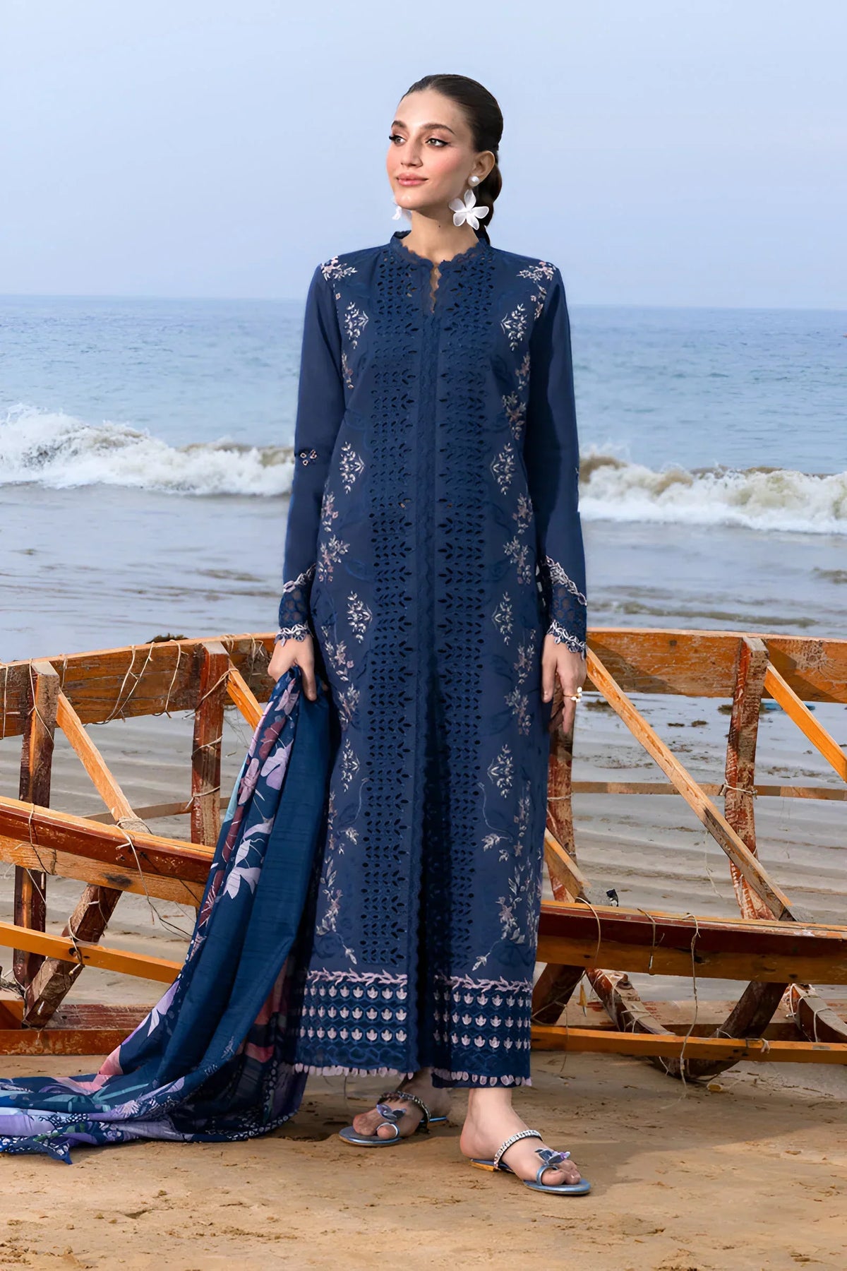 03-Piece Embroidered Chikankari Suit - Ready To Wear
