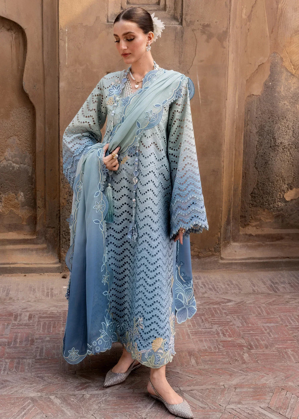 03-Piece Swiss Lawn Suit With Embroidery - Ready To Wear