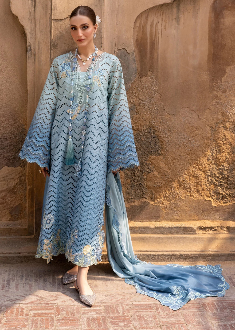03-Piece Swiss Lawn Suit With Embroidery - Ready To Wear