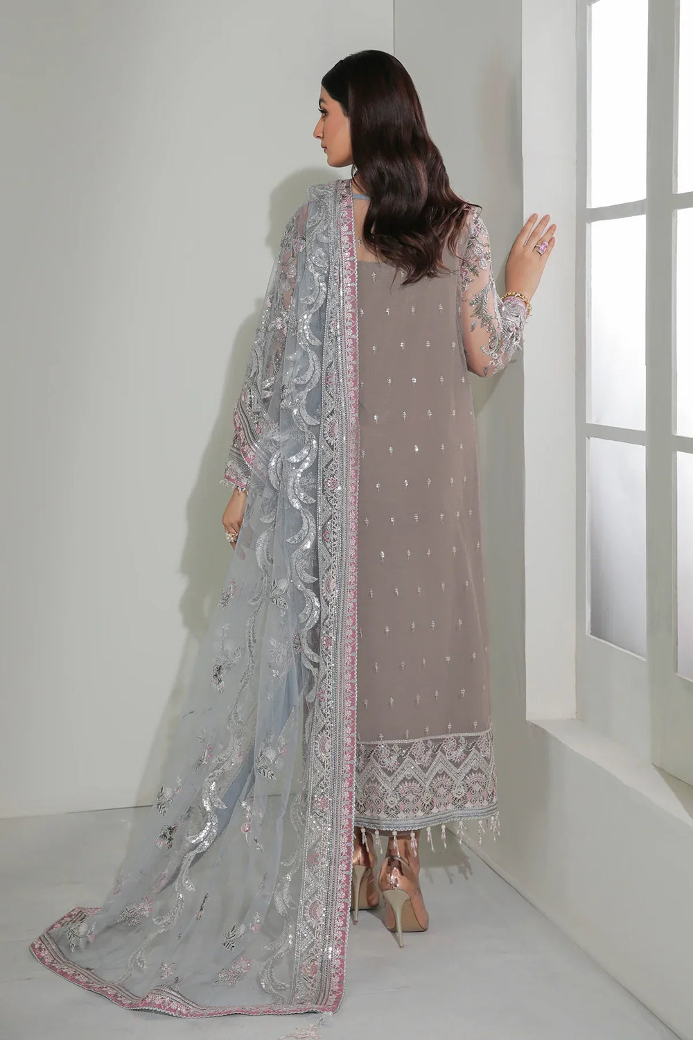 Designer Suit Baroque Chantelle Embroidered Net 3PC Ready To Wear