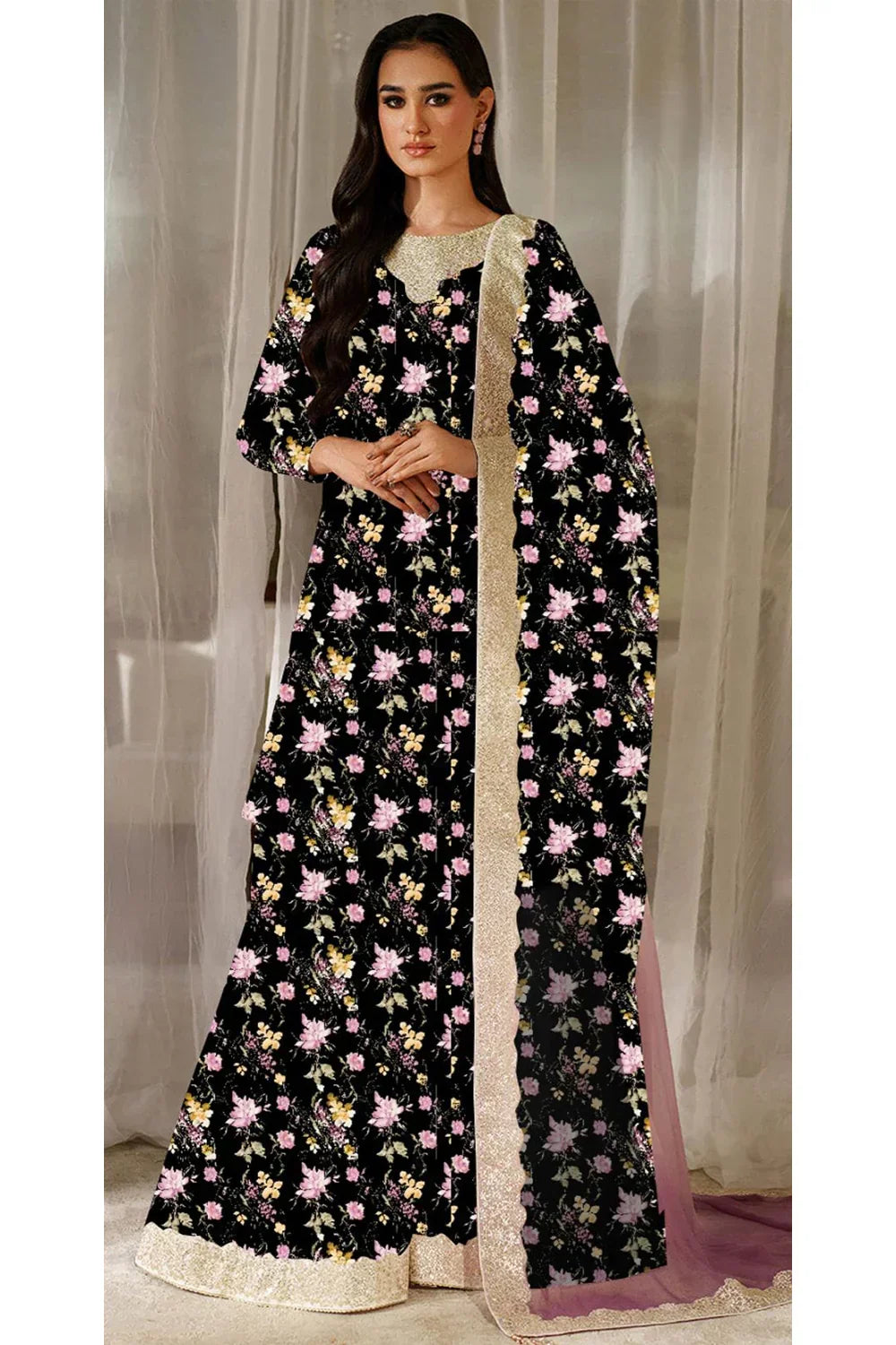 03-Piece Lawn Suit With Embroidery - Ready To Wear