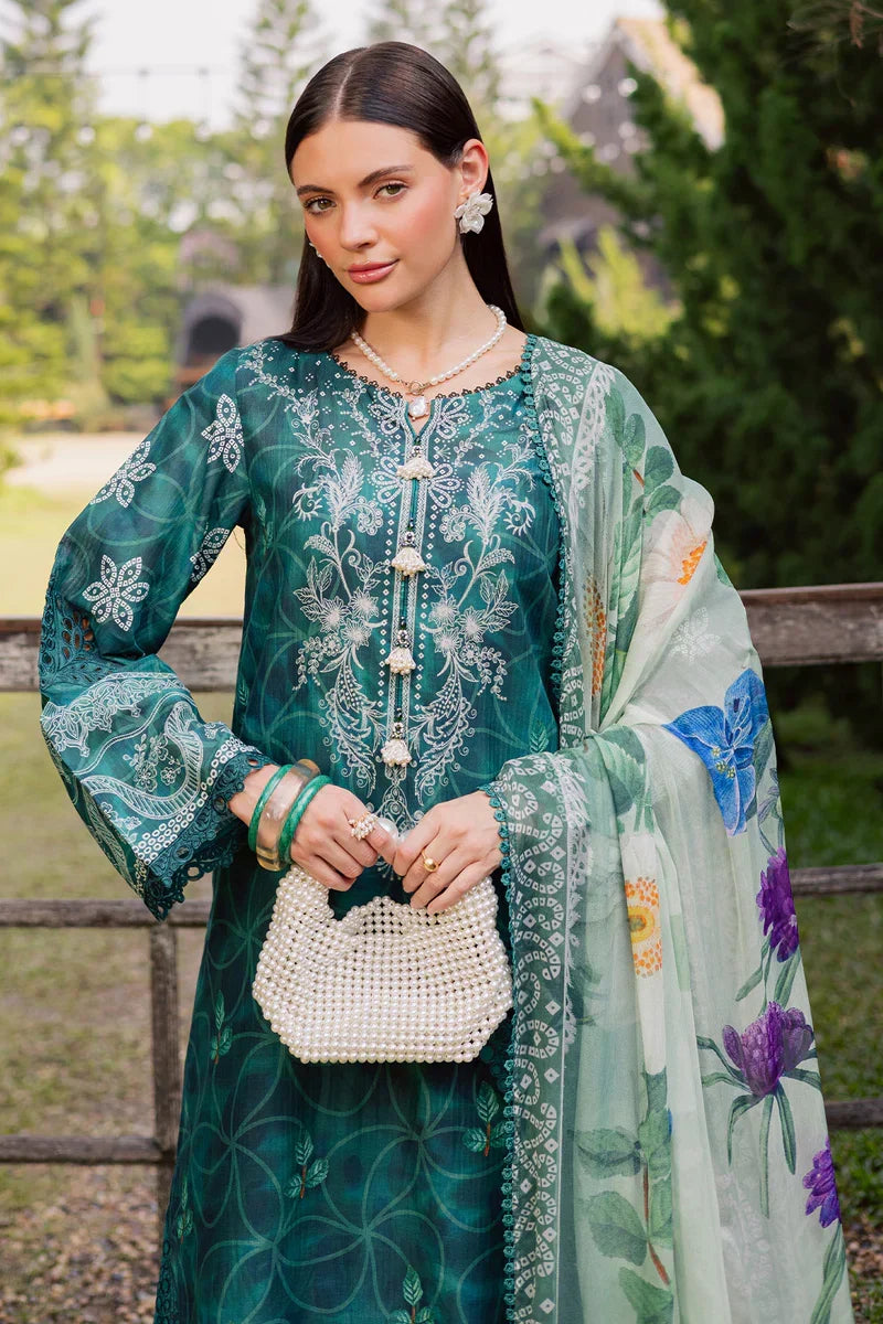 Tropical Teal 3 Piece Printed Lawn Suit | Ready To Wear