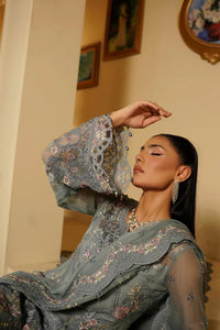 Grey Heavily Embroidered Chiffon Formal 3-Piece Suit Ready To Wear