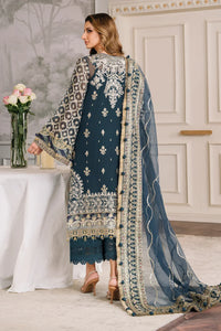 Designer Suit Navy Embroidered Chiffon Three-Piece Ready To Wear