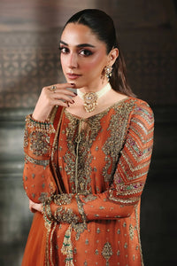 Designer Suit Orange Embroidered 3-Piece Chiffon Suit