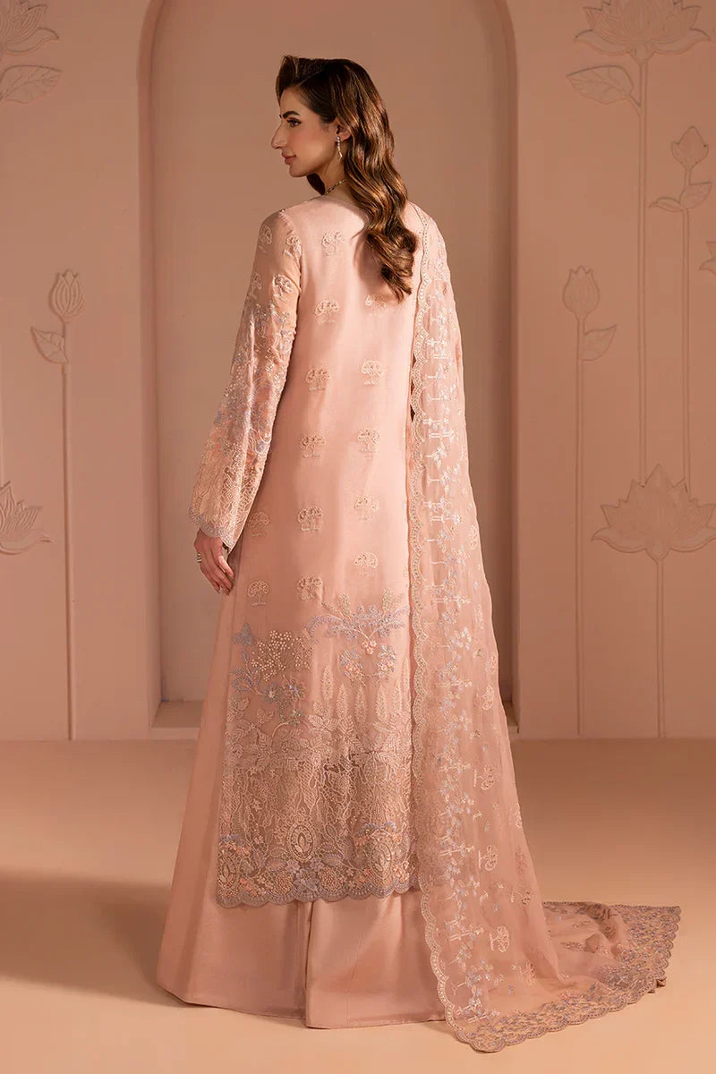Designer Chiffon Formal Suit: Blush Petal Embroidery Ready To Wear