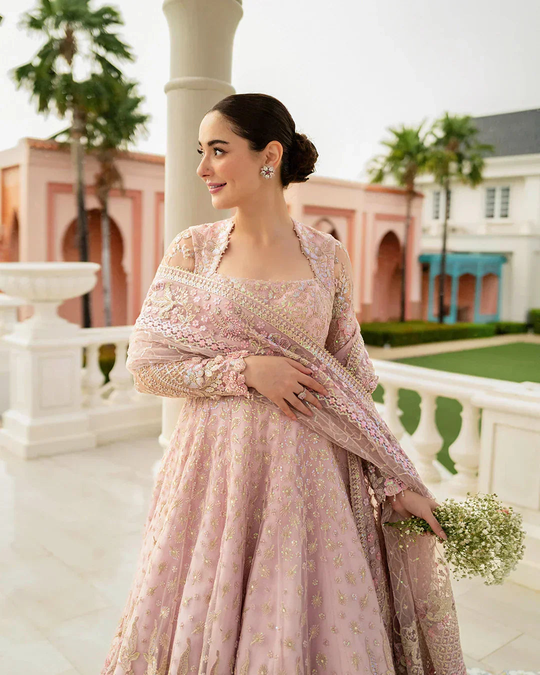 Dusty Rose Lustre - Net Embroidery Maxi | Ready To Wear