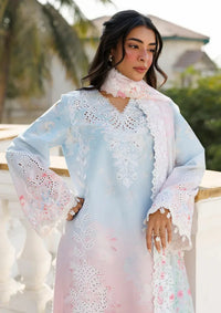 Ice Blue & Pink Ombre - Printed Lawn Suit With Chiffon Dupatta | Ready To Wear