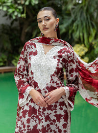 3 Piece Stitched Lawn Suit - Ready To Wear