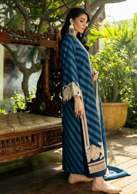 Deep Teal & Ivory - Printed Lawn Suit With Chiffon Dupatta | Ready To Wear