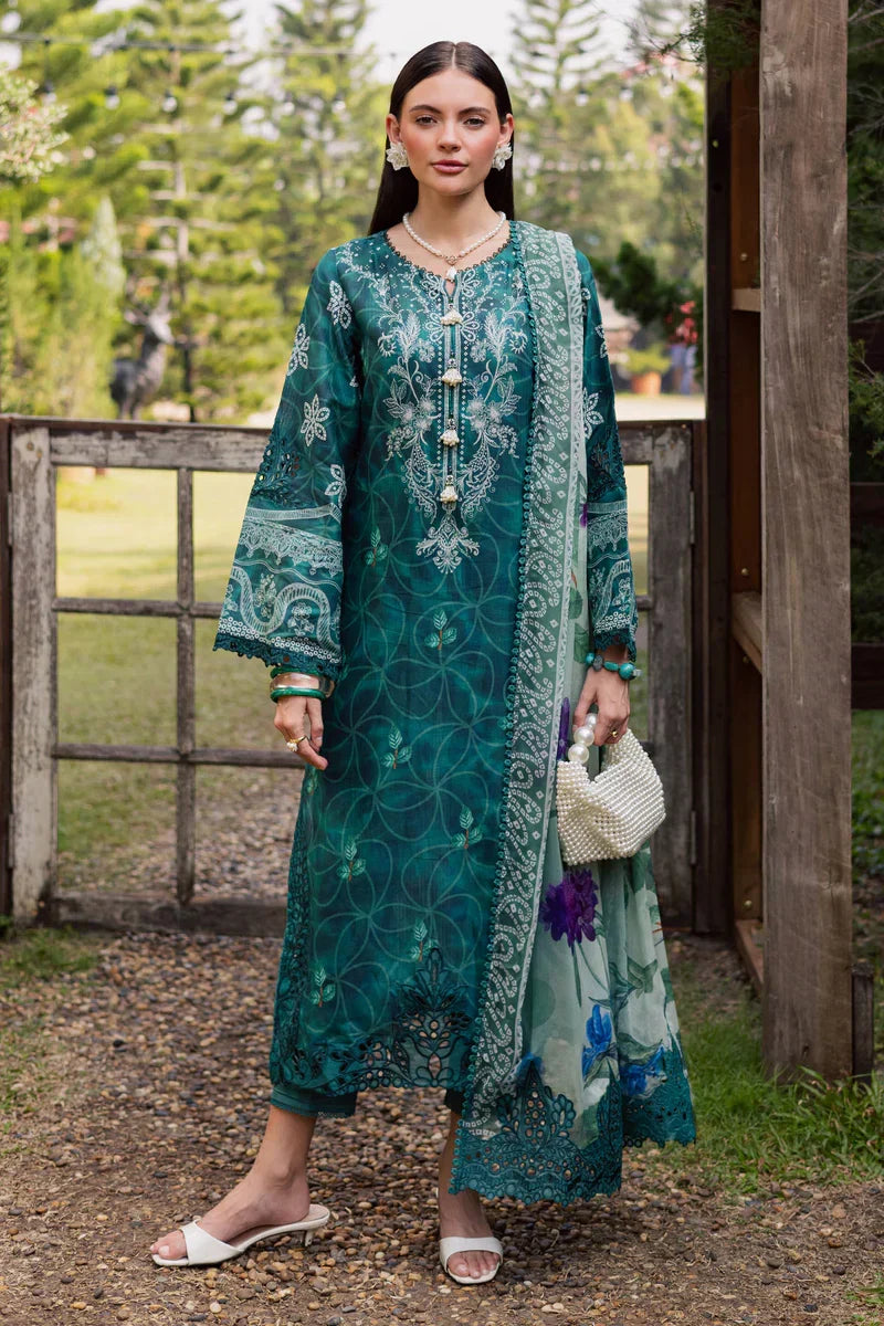 Tropical Teal 3 Piece Printed Lawn Suit | Ready To Wear