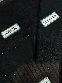 Designer Suit Black Formal Suit Embroidered Chiffon Party Wear 3PC Ready To Wear