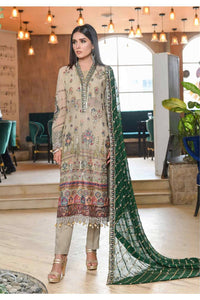Champagne Emerald - Embroidered Chiffon Suit | ready To Wear