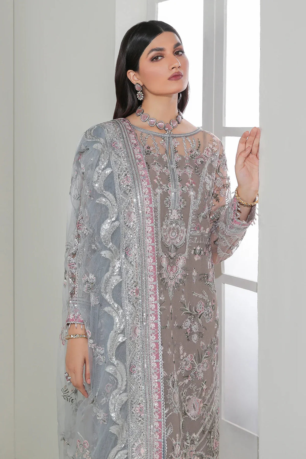 Designer Suit Baroque Chantelle Embroidered Net 3PC Ready To Wear