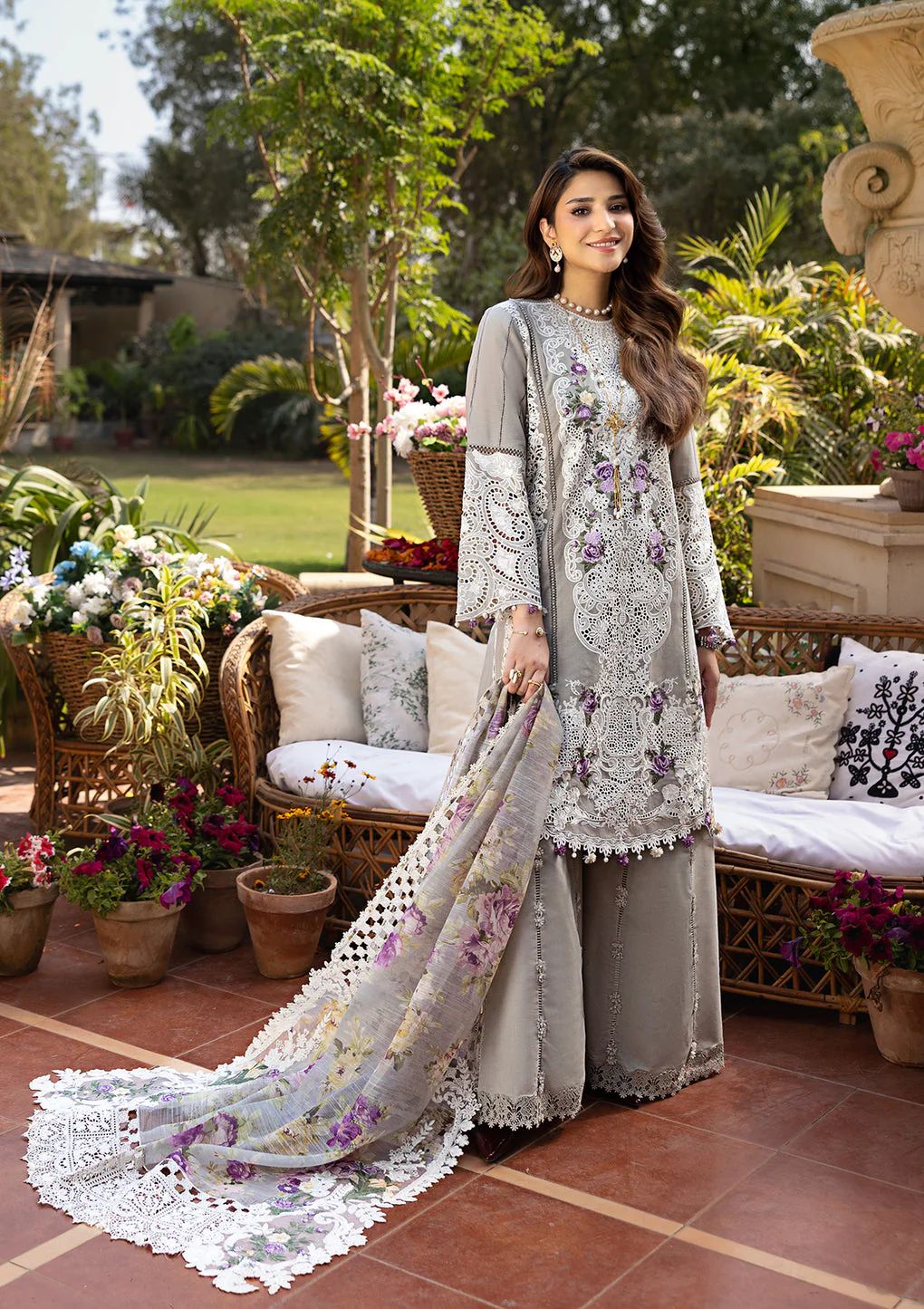 Designer Suit  Lawn 3-Piece Embroidered Suit Ready To Wear