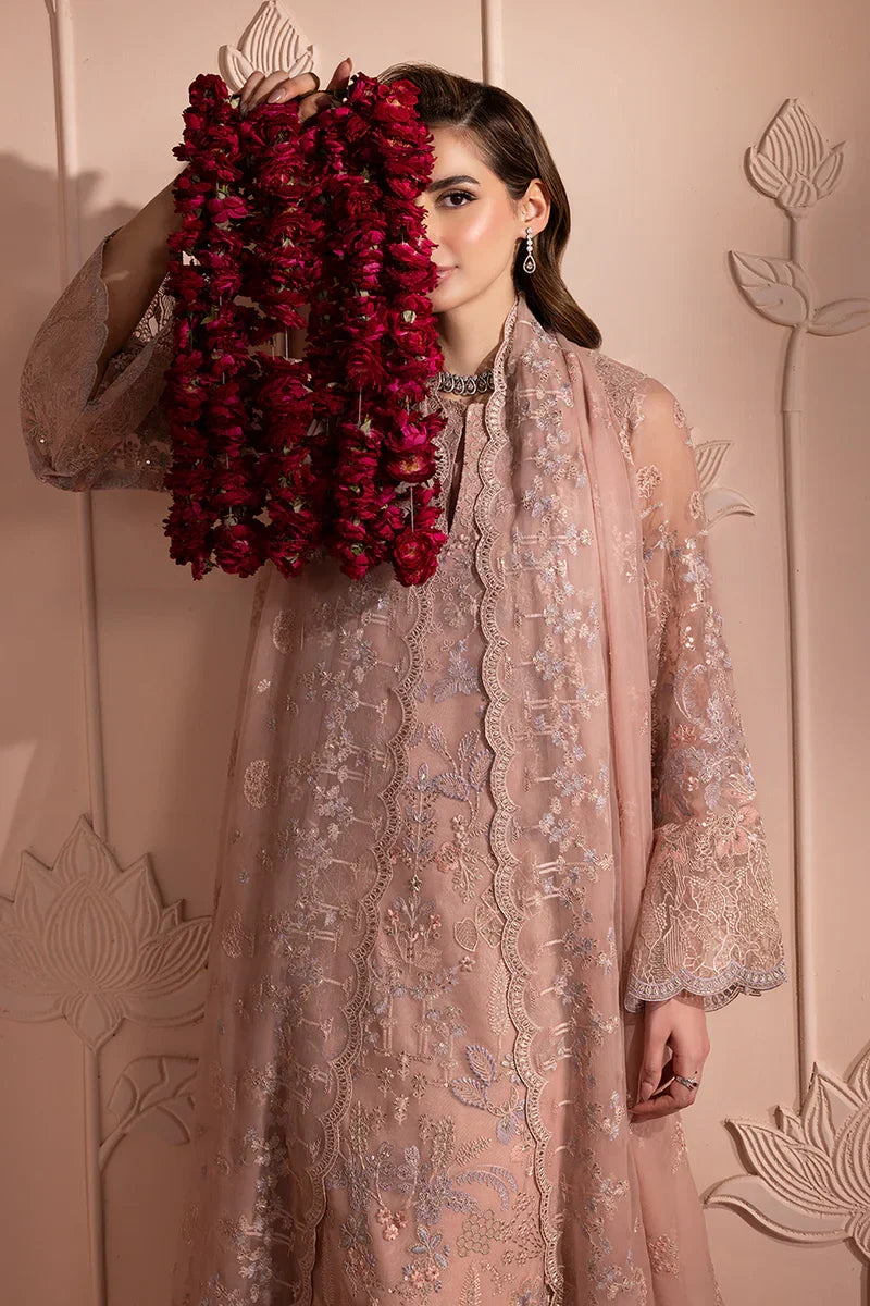 Designer Chiffon Formal Suit: Blush Petal Embroidery Ready To Wear