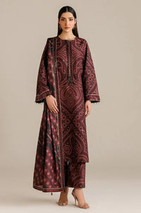 Burgundy Chunri - 3Pc Lawn Suit With Chiffon Dupatta | Ready To Wear
