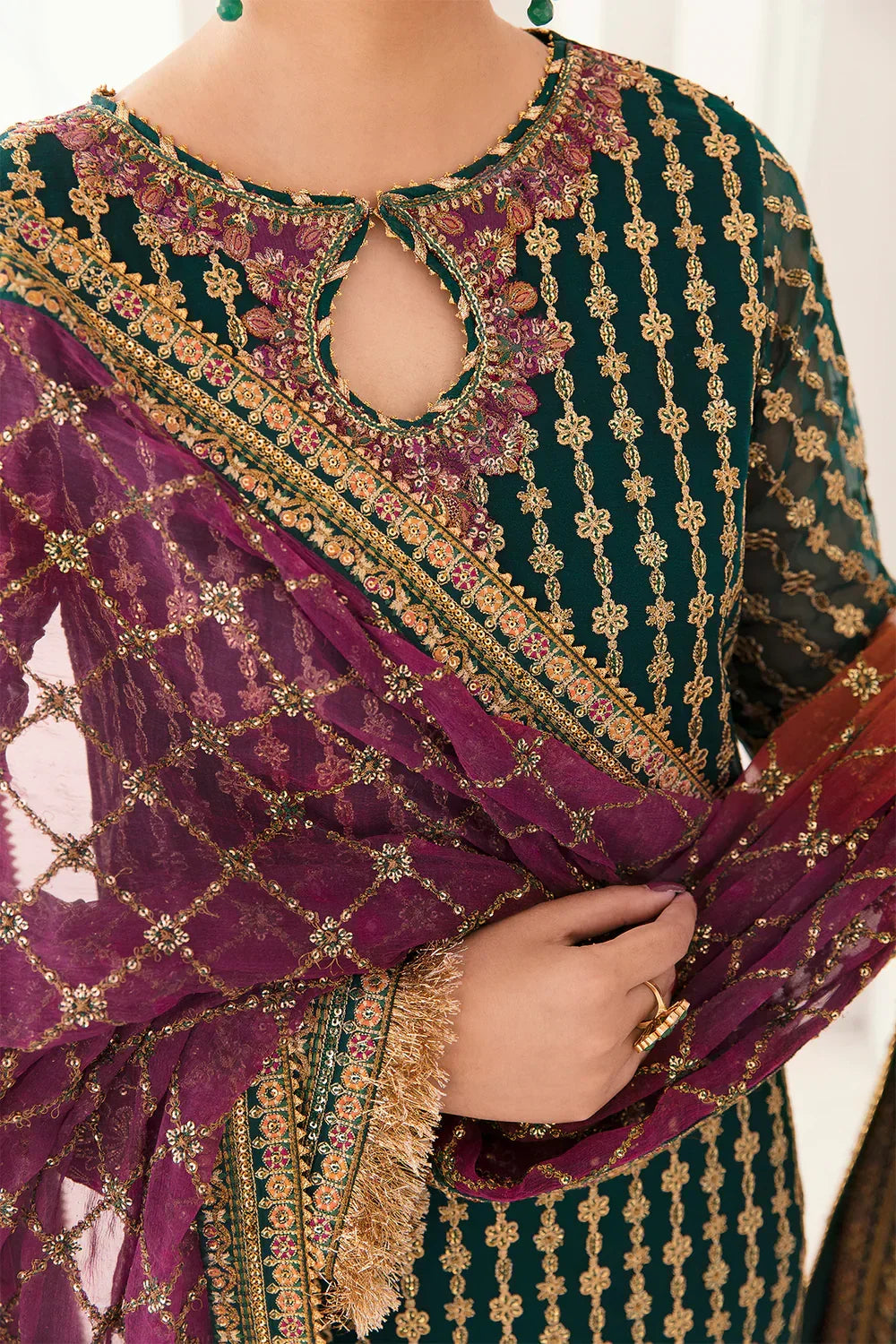 03-Piece Chiffon Suit With Heavy Embroidery - Ready To Work