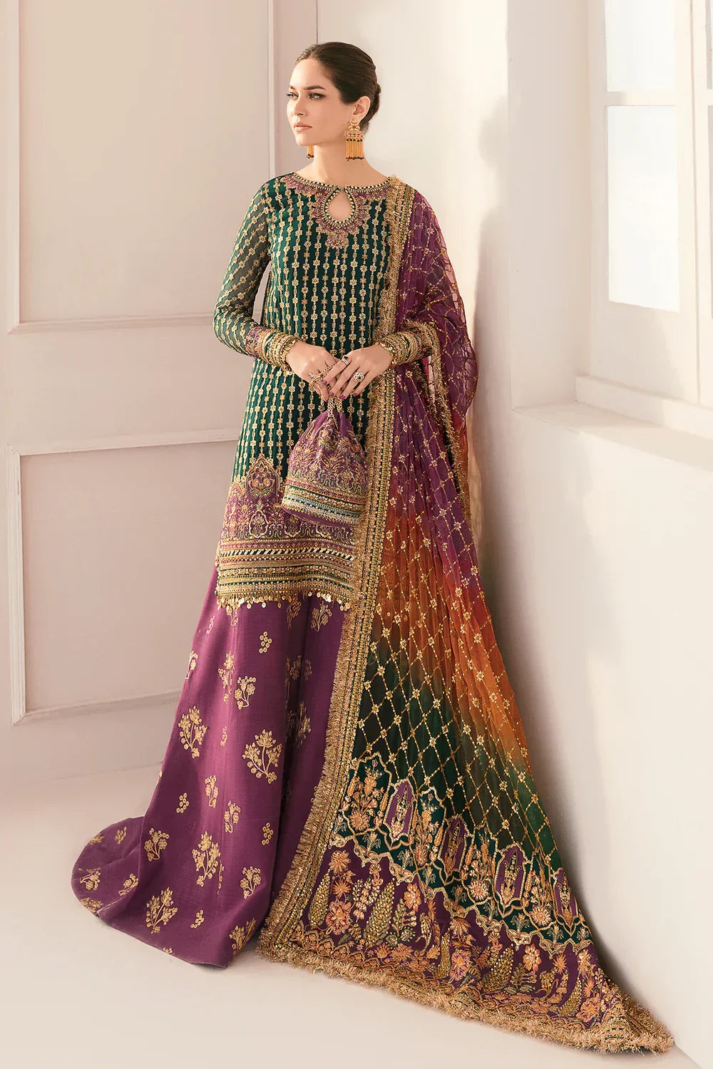 03-Piece Chiffon Suit With Heavy Embroidery - Ready To Work