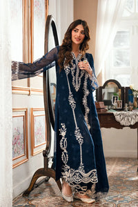 Navy Blue - Embroidered Chiffon Suit With Malai Trouser | Ready To Wear