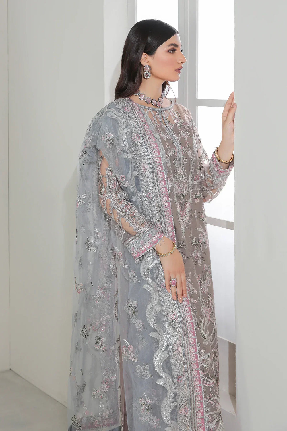 Designer Suit Baroque Chantelle Embroidered Net 3PC Ready To Wear