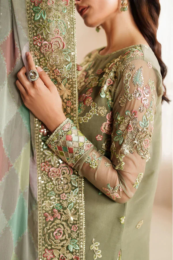 Designer Suit Olive Dazzle  3-Piece Formal Suit Ready To Wear